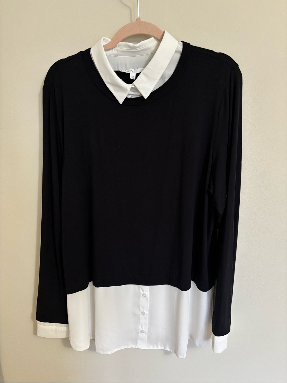 Cleo brand- plus size Black & White Layered Long-Sleeve Top